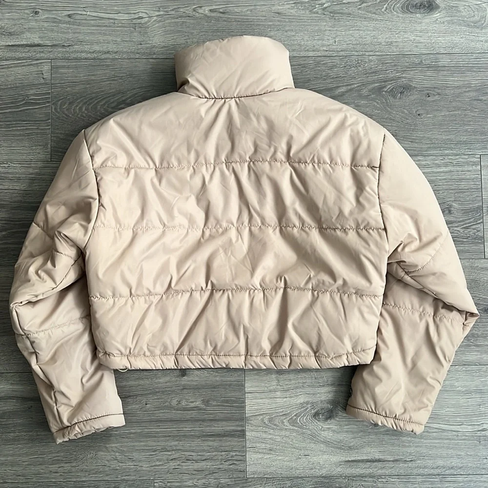 THE FIFTH LABEL Oversized Puffer Jacket XS Beige Neutral Cropped Retro 90s Fall - Picture 10 of 12